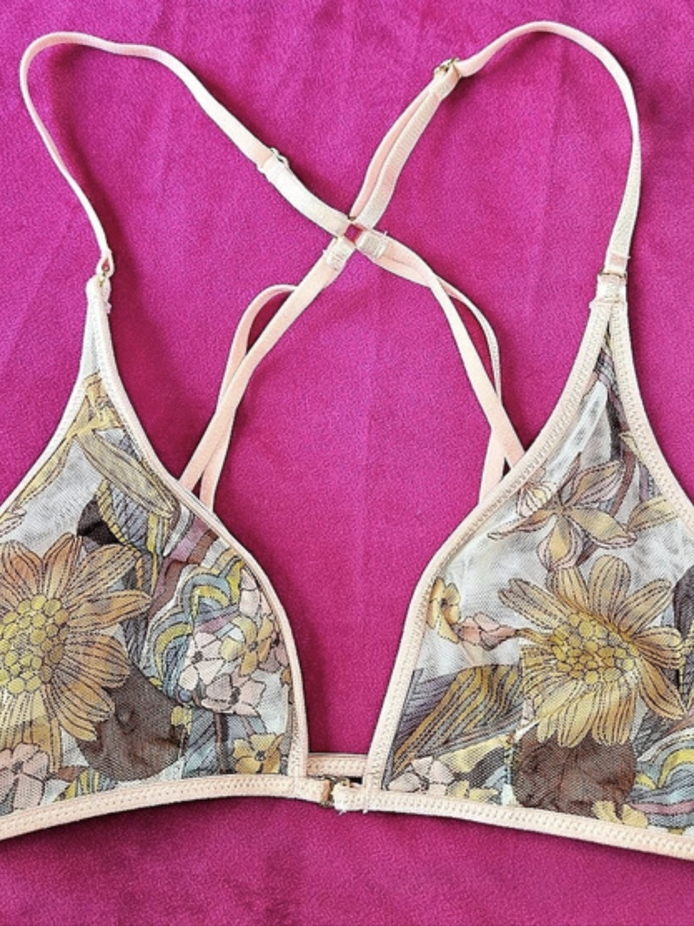 Victoria's Secret Floral Bikini Top Pink XS